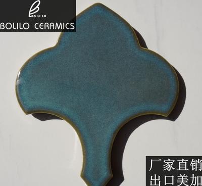 佛山出口艺术墙砖窑变三叶草3D厨卫瓷砖背景墙卫生间墙砖厂家直